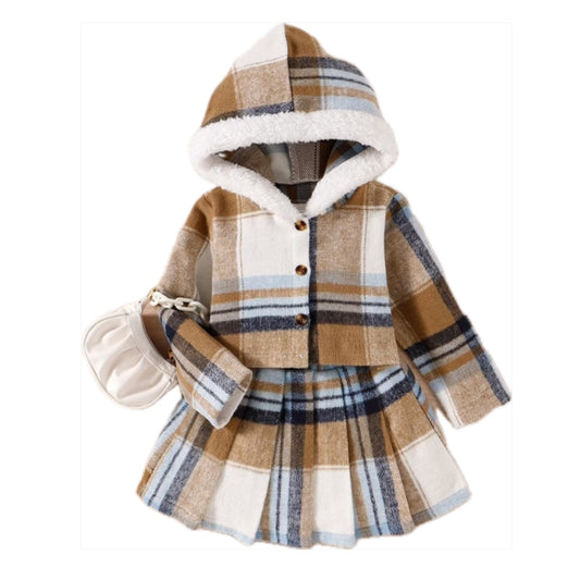 Plaid Skirt and Jacket Set for Girls