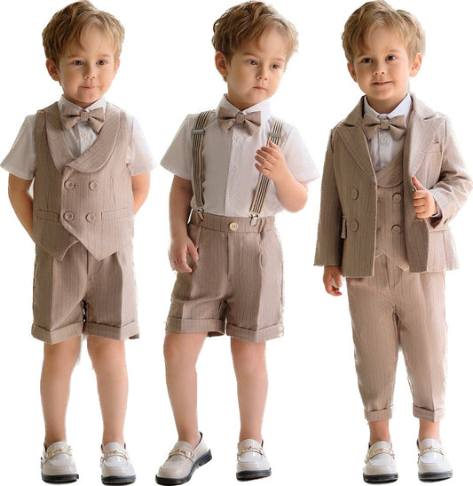 Toddler and Youth Suit Sets | Formal Khaki Outfits with Pleated Fronts itsykitschycoo