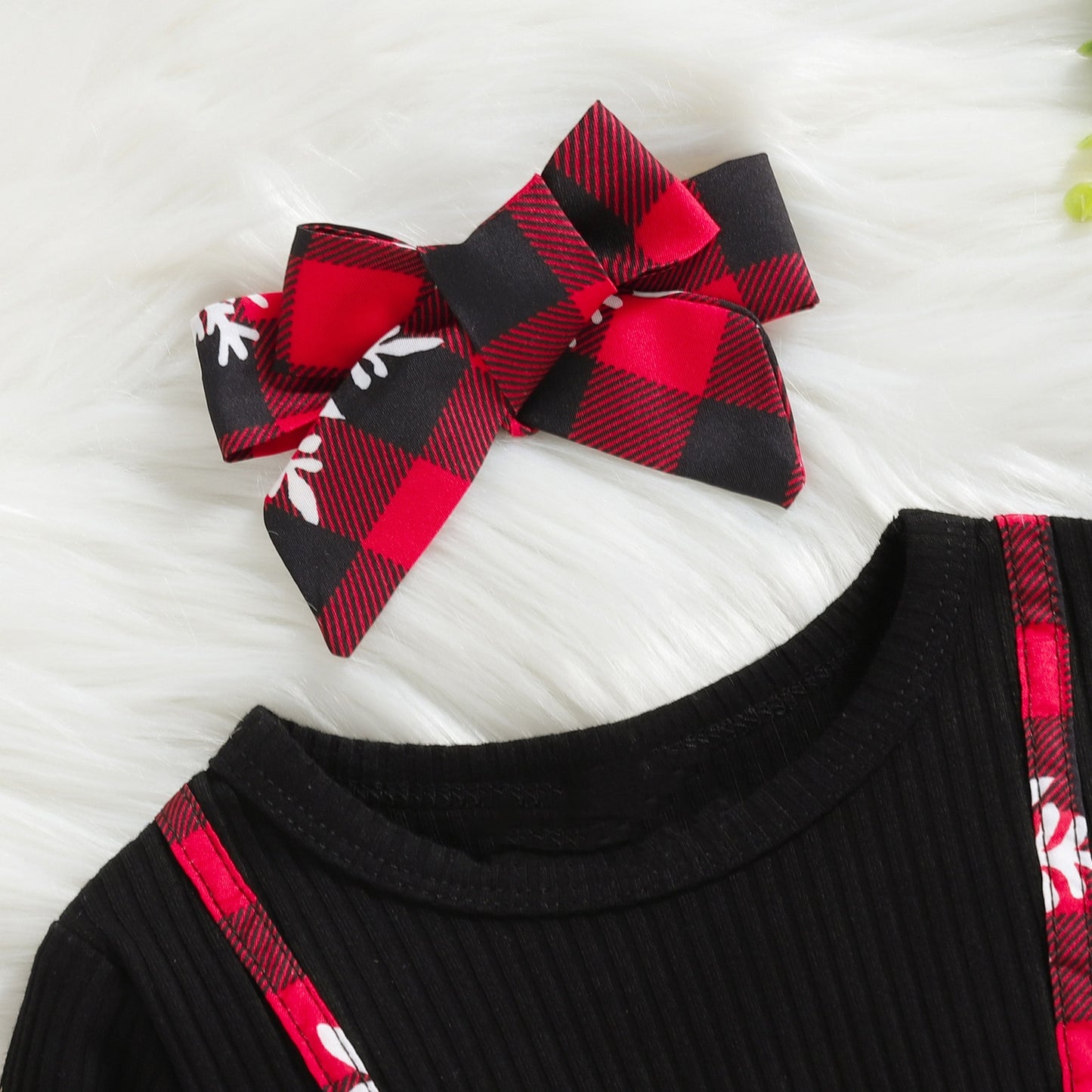 Snowflake Red Plaid Christmas Dress for Girls | Festive Holiday Dress with Bow