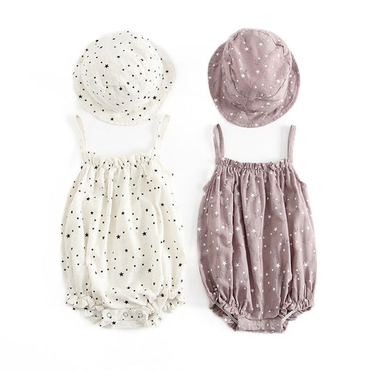 Romper with Matching Hat Set | Adorable Sleeveless Romper and Bucket Hat