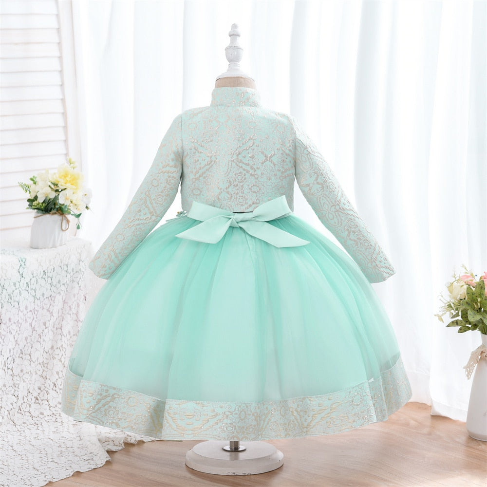 Jacquard Three Piece Dress | Elegant Ball Gown for Girls itsykitschycoo