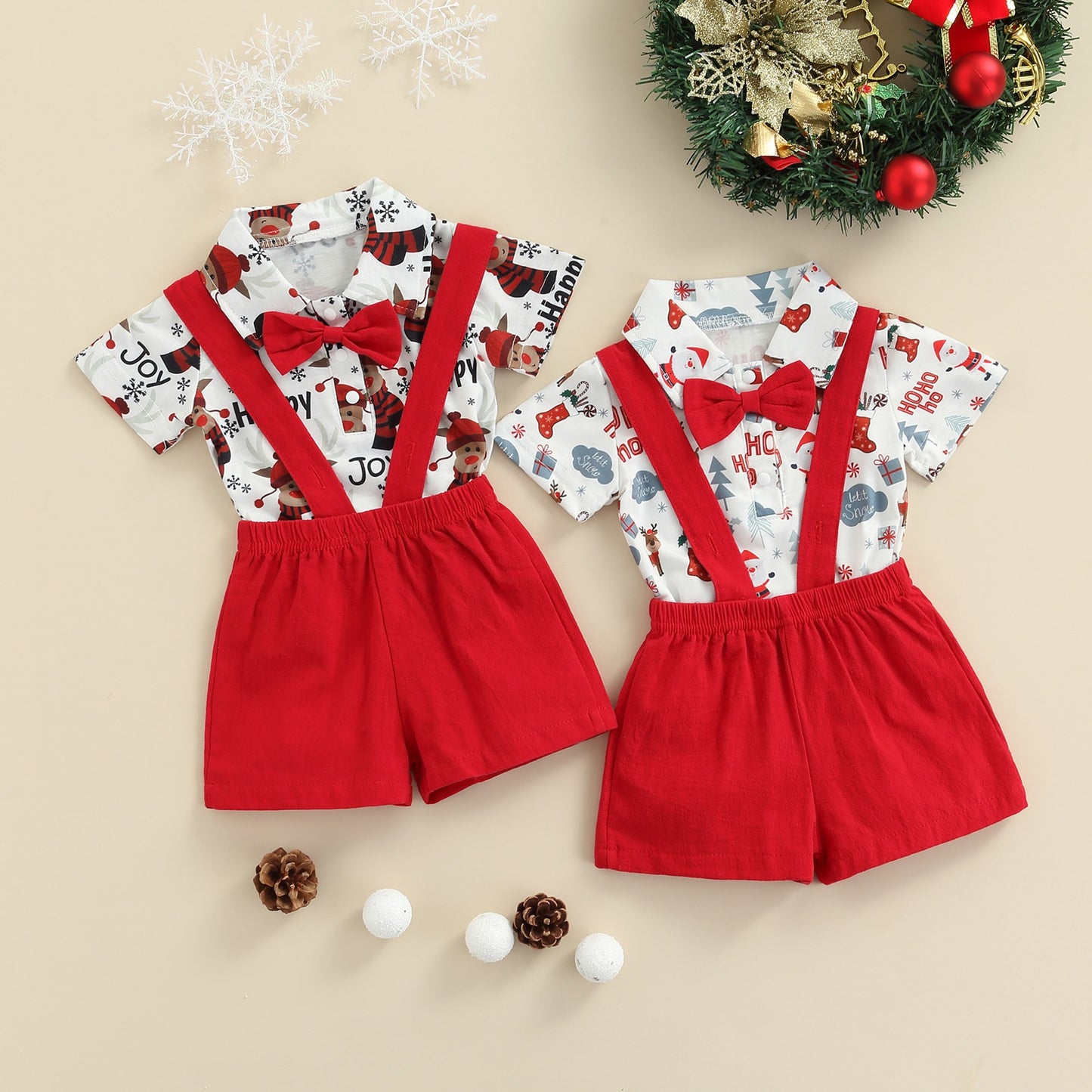 Santa's Little Helper Baby Boys Christmas Outfit | Festive Sets with Bowtie