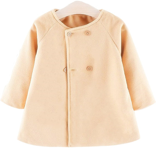 Girls' Full Sleeve Wool Blend Coat | Beige, Black, Red