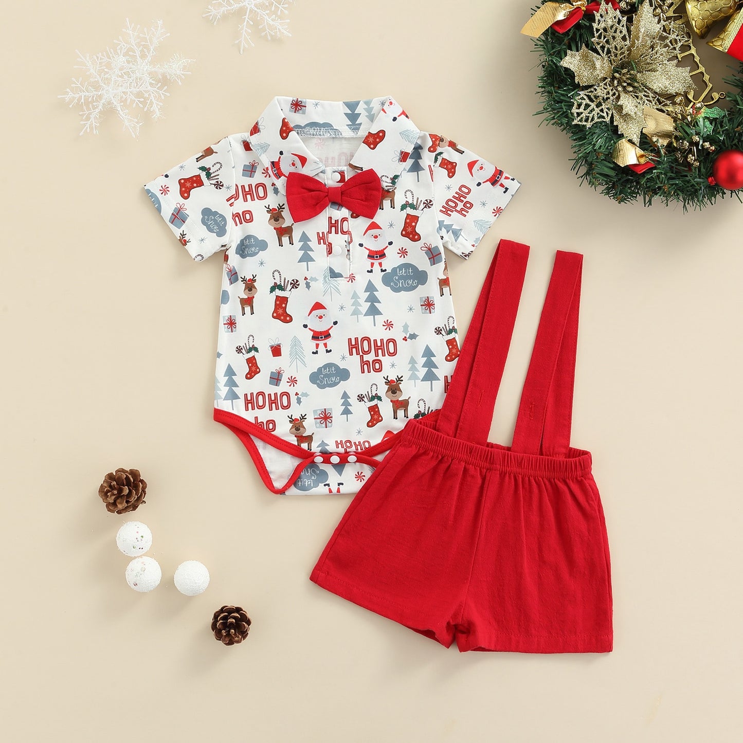 Santa's Little Helper Baby Boys Christmas Outfit | Festive Sets with Bowtie