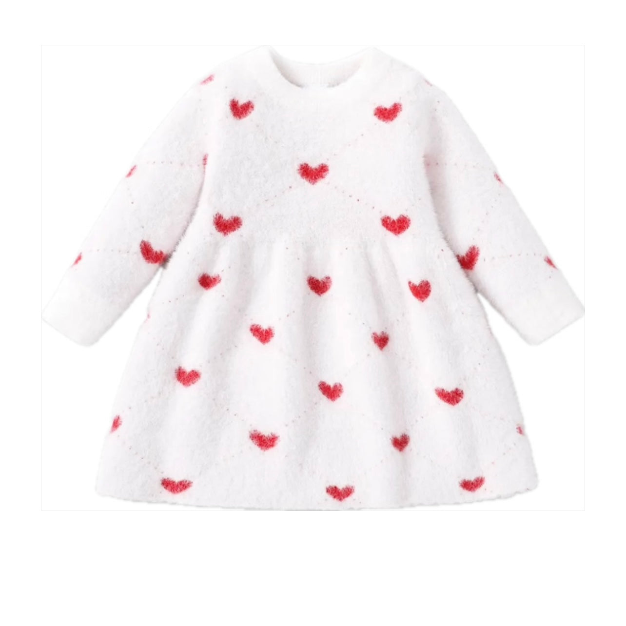 Fuzzy Sweater Valentines Heart Dress | Knit Material