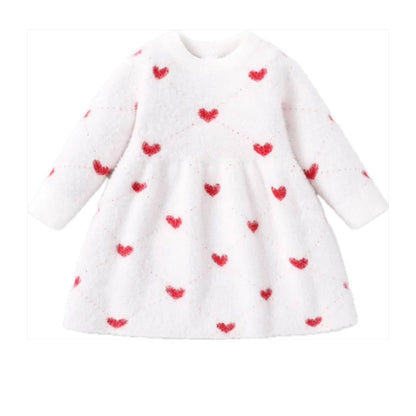 Fuzzy Sweater Valentines Heart Dress | Knit Material