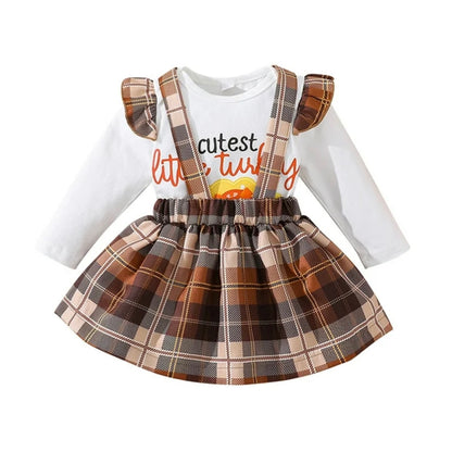 Thanksgiving Outfits for Girls | Romper with 'Cutest Little Turkey' and Matching Jumper