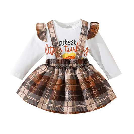 Thanksgiving Outfits for Girls | Romper with 'Cutest Little Turkey' and Matching Jumper