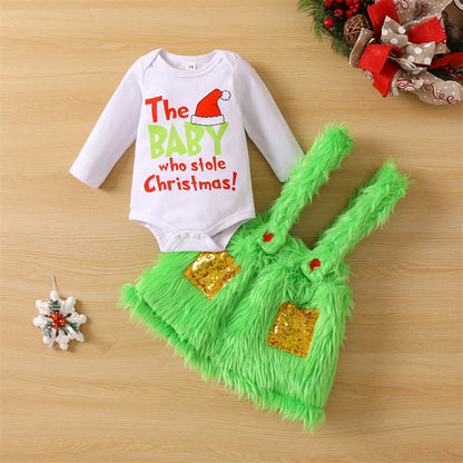 Baby Who Stole Christmas Outfit | Green Fleece Grinch Set