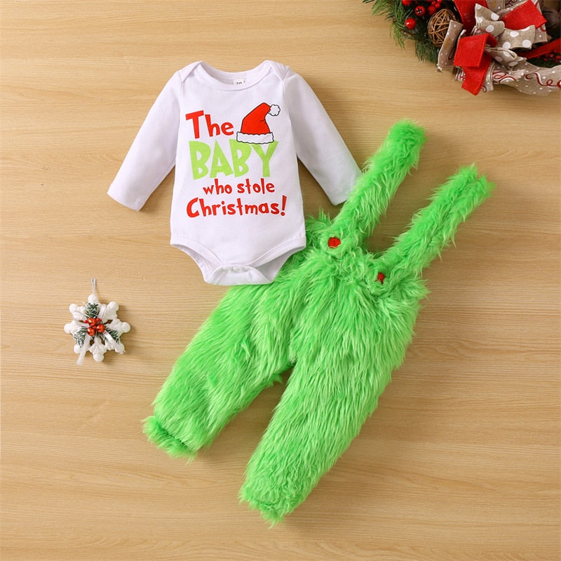 Baby Who Stole Christmas Outfit | Green Fleece Grinch Set