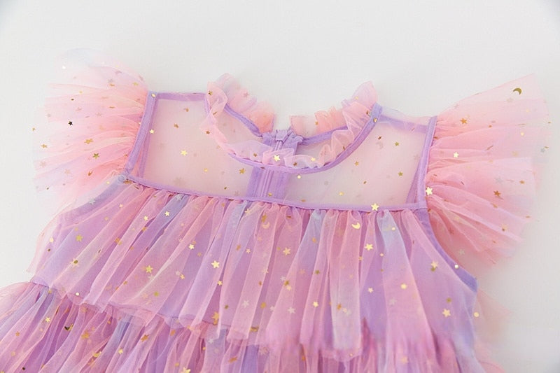 Girls Tulle Dress | Dress Rainbow Colored Sleeveless Layered itsykitschycoo