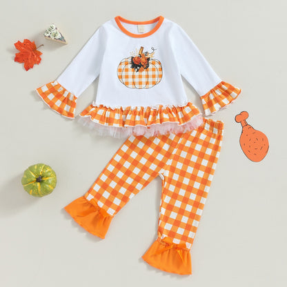 Turkey & Pumpkin Delight Thanksgiving Outfits | Toddler Kid Baby Girls Boutique Style