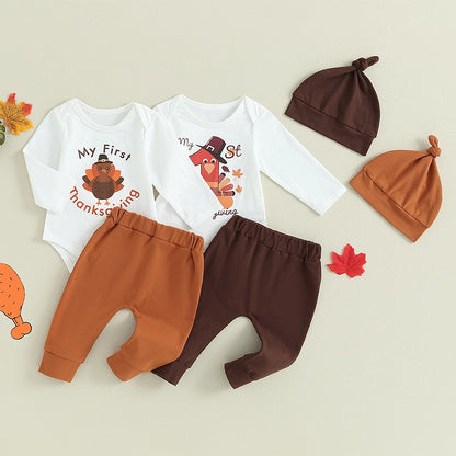 My First Thanksgiving Trio | Baby's Thanksgiving  Romper Set