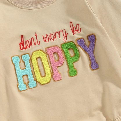 Hoppin' Happiness | 'Don't Worry Be Hoppy' or 'Snuggle Bunny' Easter Rompers