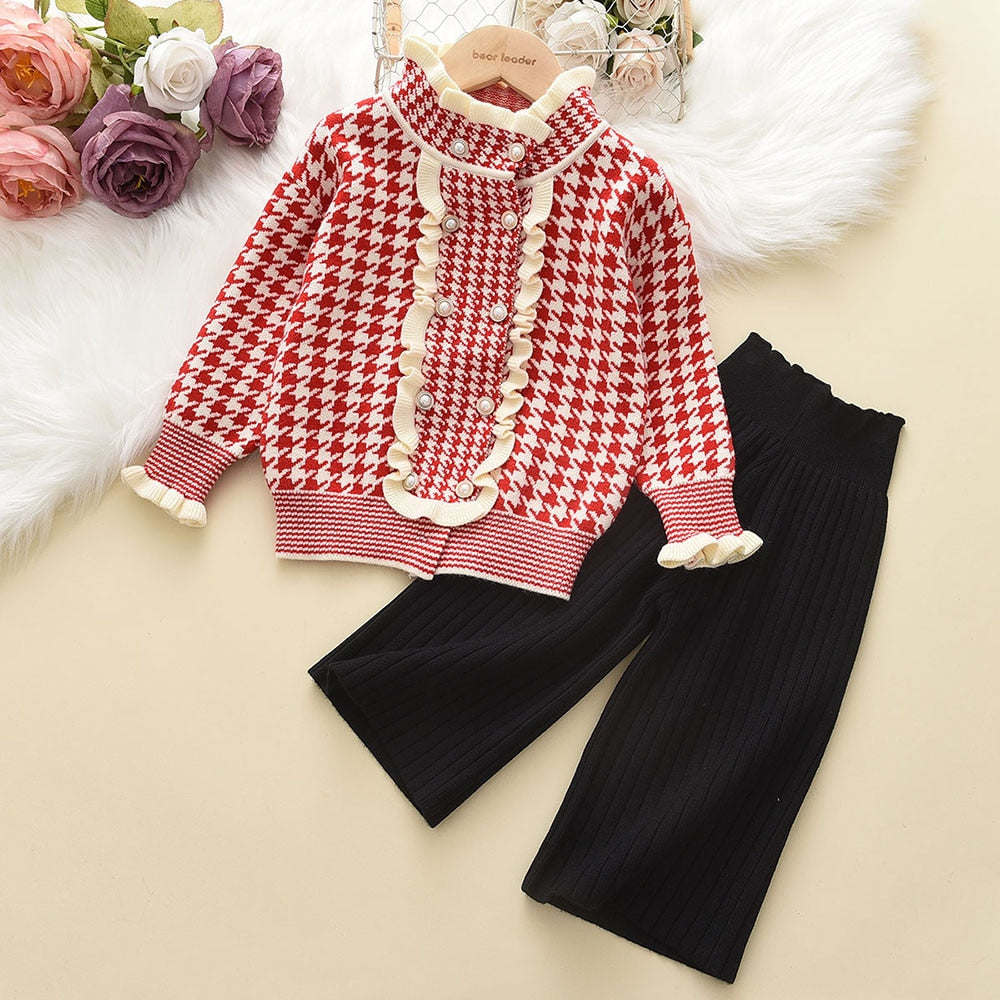 Sweater + Pants Set | Girls' Knit Sweater and Wide Leg Ribbed Pants itsykitschycoo