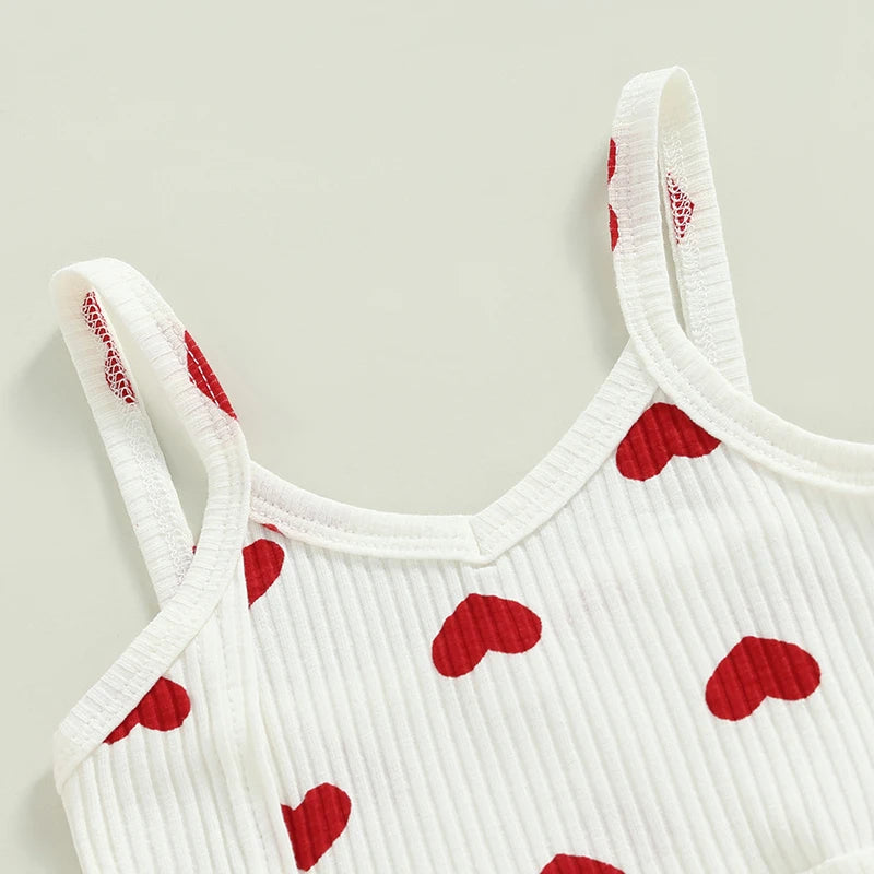 Valentine's Day Clothes Sets for Toddler Girls | Heart Print Bodysuits + Flare Pants