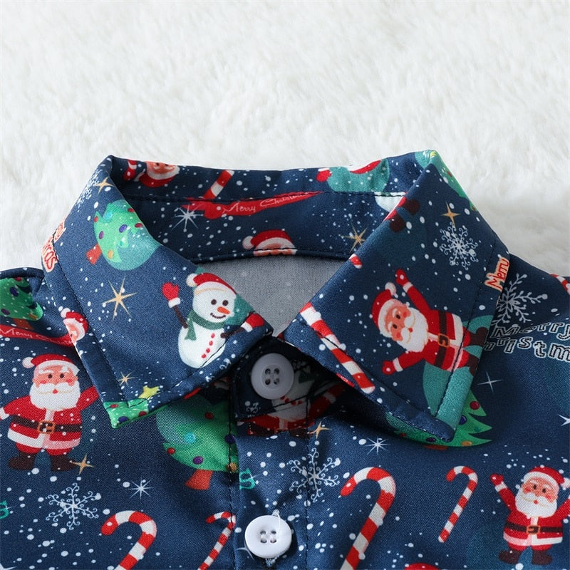 Boys Christmas Outfits | Short Sleeve Button-Up & Short Sets