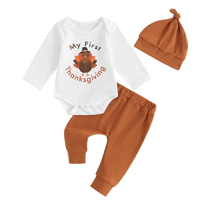 My First Thanksgiving Trio | Baby's Thanksgiving  Romper Set