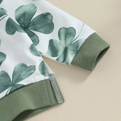 Lucky Charm Duo | Solid Color Pants + Shamrock-Printed Long Sleeve Sweatshirt