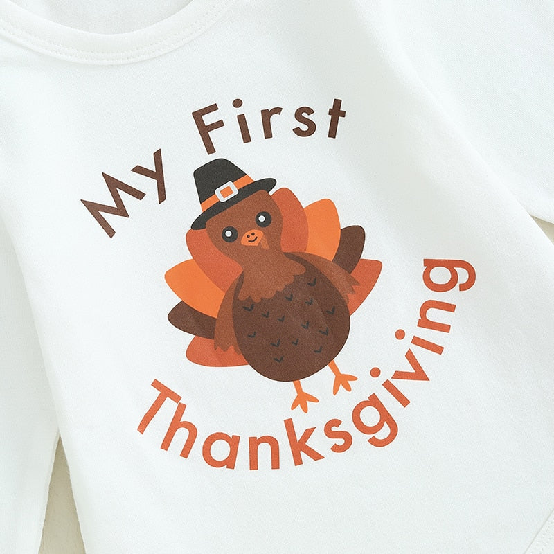 My First Thanksgiving Trio | Baby's Thanksgiving  Romper Set