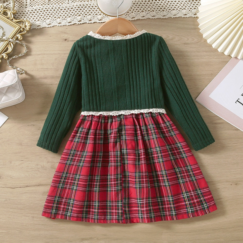 Plaid Christmas Dress Sets for Girls | Toddler Long Sleeve Cardigan Set