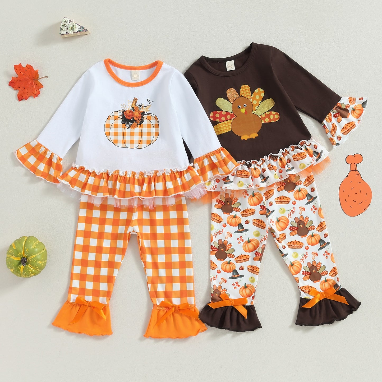 Turkey & Pumpkin Delight Thanksgiving Outfits | Toddler Kid Baby Girls Boutique Style