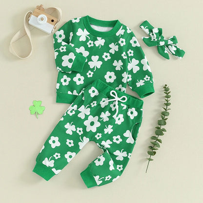 Floral Clover Charm | Toddler Baby Girl St. Patrick's Day Outfit