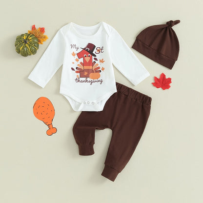 My First Thanksgiving Trio | Baby's Thanksgiving  Romper Set