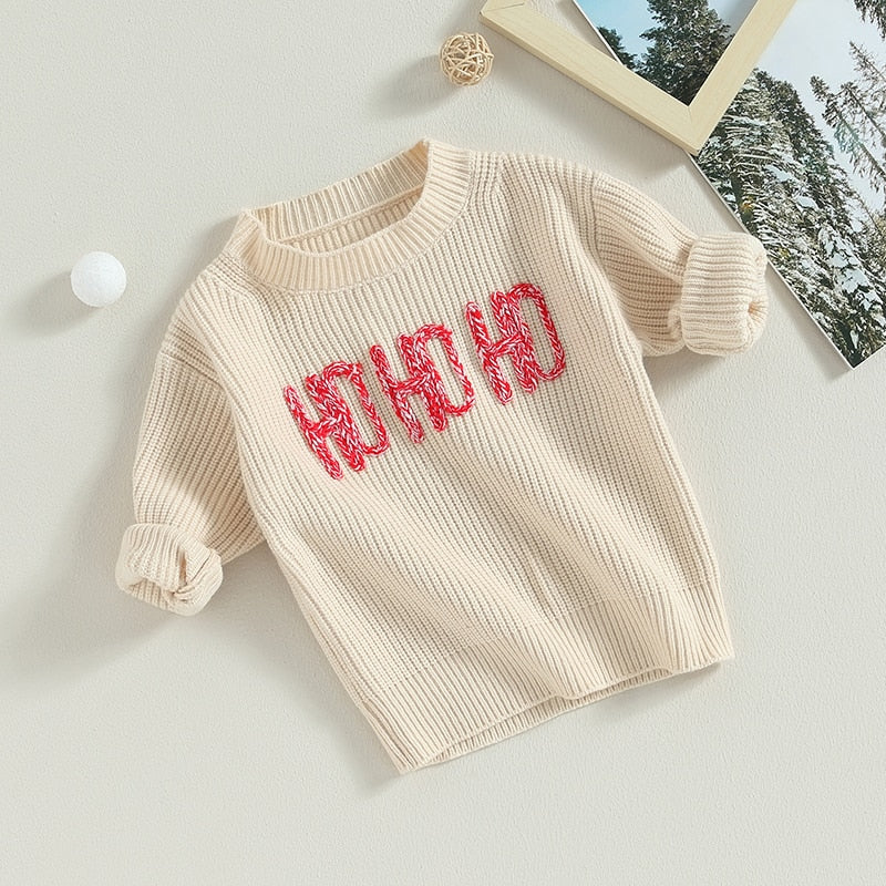 HO-HO-HO Kids Christmas Sweaters | Long Sleeve Soft Knitted Pullover