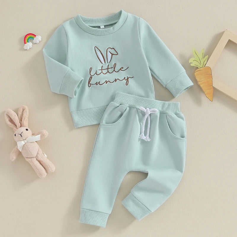 Toddler Baby Boy Easter Outfit | Little Bunny Print Sweatpants and Joggers