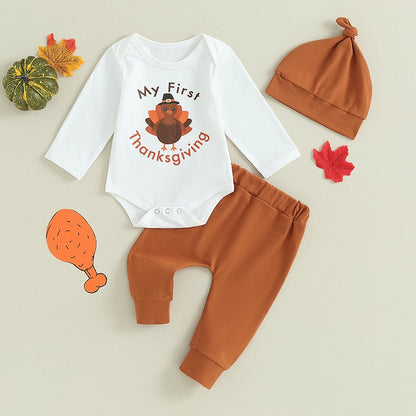 My First Thanksgiving Trio | Baby's Thanksgiving  Romper Set