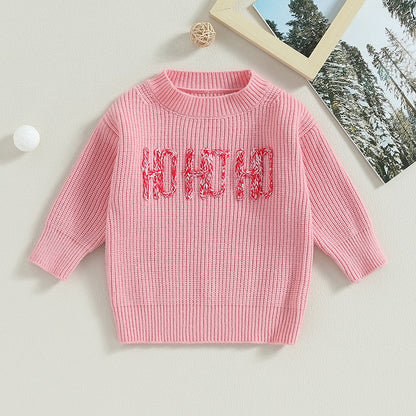 HO-HO-HO Kids Christmas Sweaters | Long Sleeve Soft Knitted Pullover