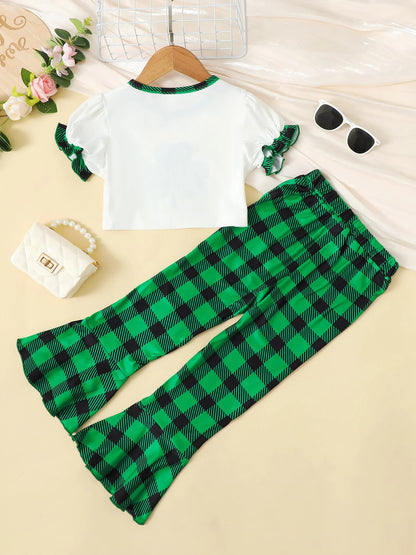 Toddler Girl St. Patrick's Day Outfit | Long Sleeve Crop Top and Matching Bellbottoms