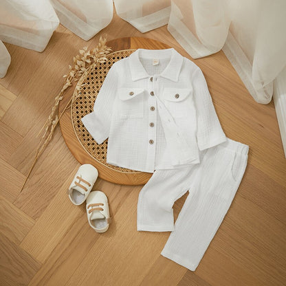 Linen Casual Outfits | Long Sleeve Button Down Shirt & Pants Set