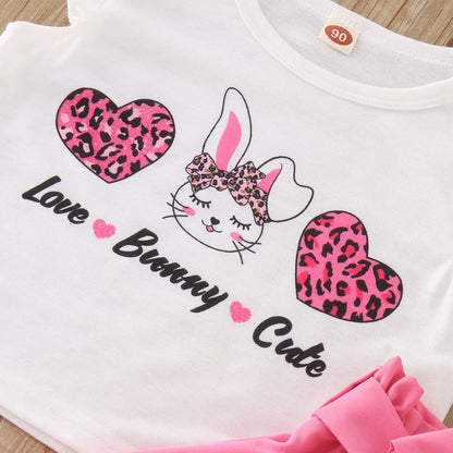 Adorable Toddler Girls Easter Love Bunny Cute Clothes Set  | 2 Piece Bunny Set