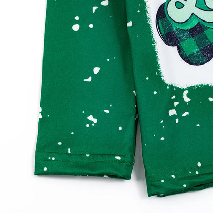 Lucky Shamrocks Girls Saint Patrick's Day Set | Long Sleeve Tee & Matching Bellbottoms