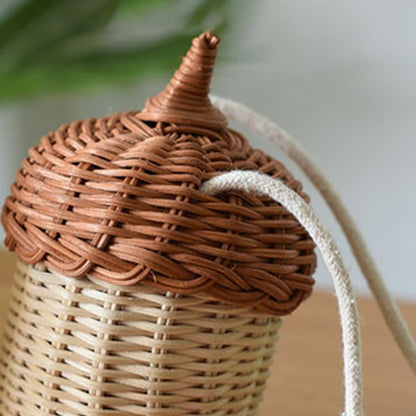 Vintage Style Acorn Rattan Bag | Adorable Woven Bag for Toddlers itsykitschycoo
