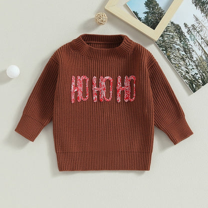 HO-HO-HO Kids Christmas Sweaters | Long Sleeve Soft Knitted Pullover