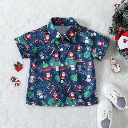 Boys Christmas Outfits | Short Sleeve Button-Up & Short Sets