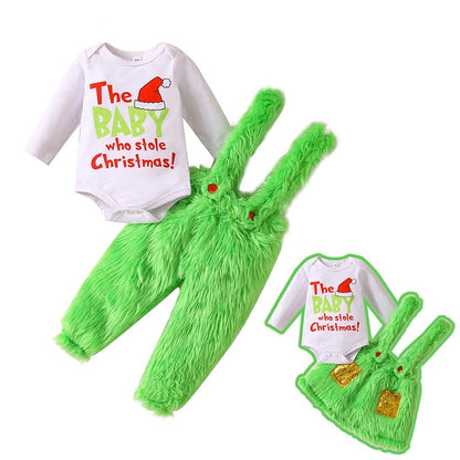 Baby Who Stole Christmas Outfit | Green Fleece Grinch Set