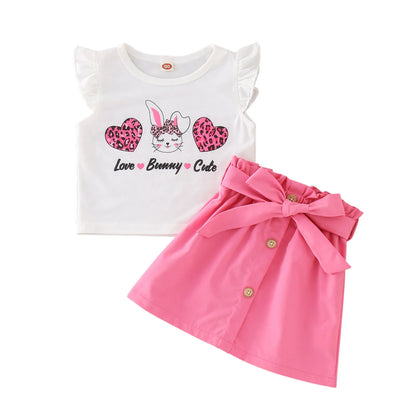 Adorable Toddler Girls Easter Love Bunny Cute Clothes Set  | 2 Piece Bunny Set