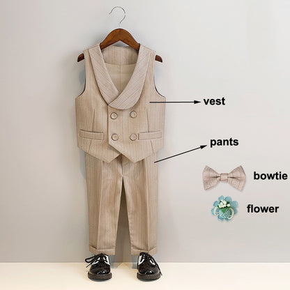 Toddler and Youth Suit Sets | Formal Khaki Outfits with Pleated Fronts itsykitschycoo