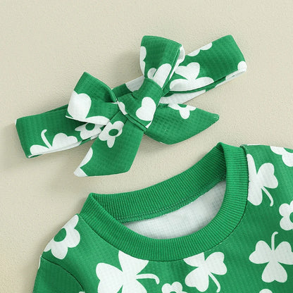 Floral Clover Charm | Toddler Baby Girl St. Patrick's Day Outfit