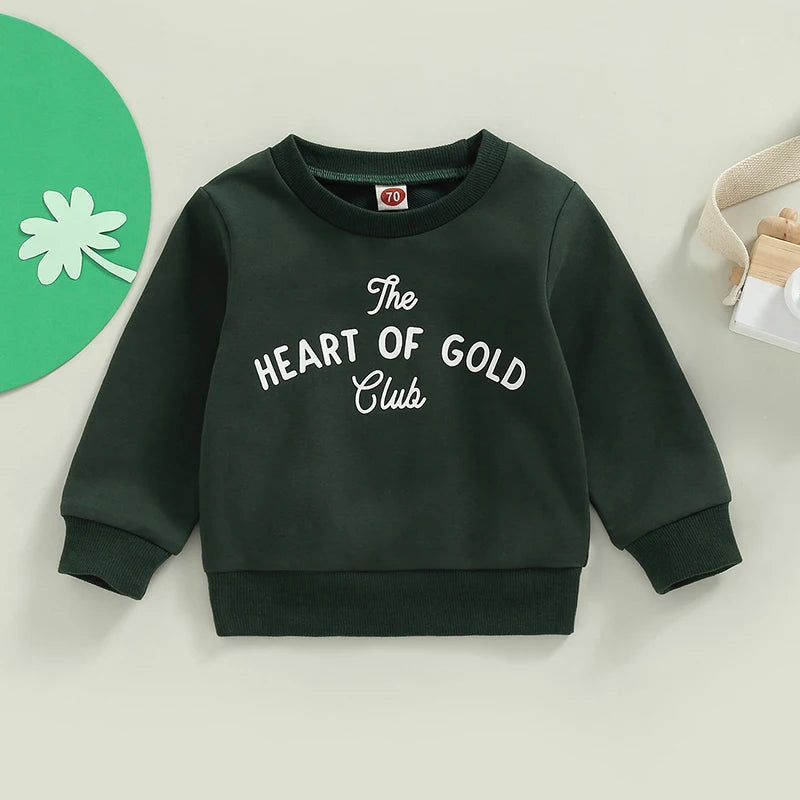 Oversized St. Patrick's Day Letter Printed Sweatshirt | Long Sleeve Top