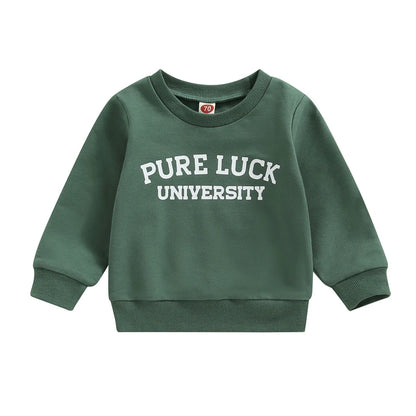 Oversized St. Patrick's Day Letter Printed Sweatshirt | Long Sleeve Top