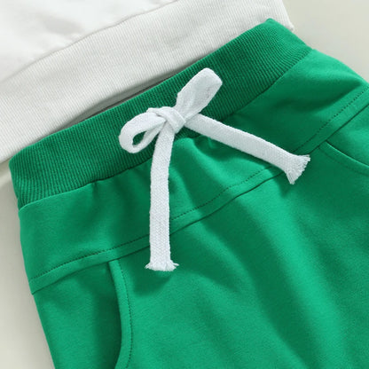 My First Lucky Moments Set | White Sweatshirt & Matching Green Sweatpants