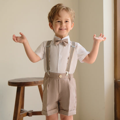 Toddler and Youth Suit Sets | Formal Khaki Outfits with Pleated Fronts itsykitschycoo