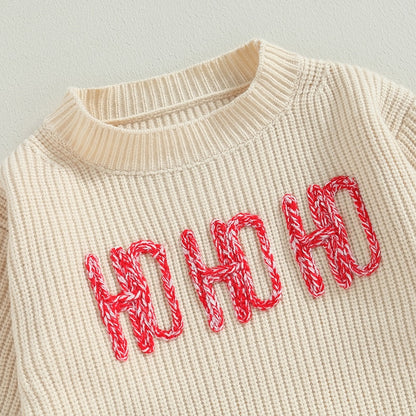 HO-HO-HO Kids Christmas Sweaters | Long Sleeve Soft Knitted Pullover