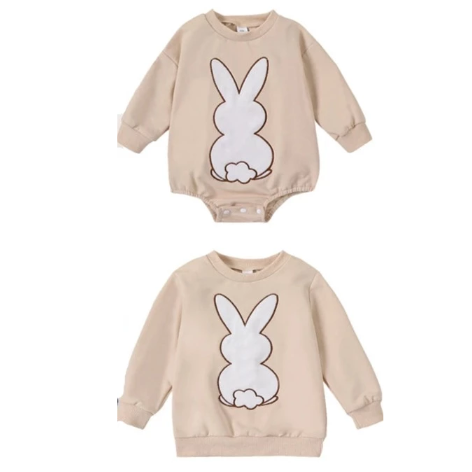 Bunny Delight | Beige Long Sleeve Sweatshirt