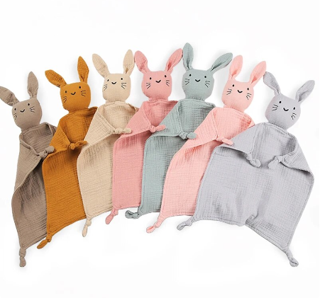 Muslin Baby Snuggle Blanket | Soft Cotton/Bamboo Fiber Blend | Bunny Head Design